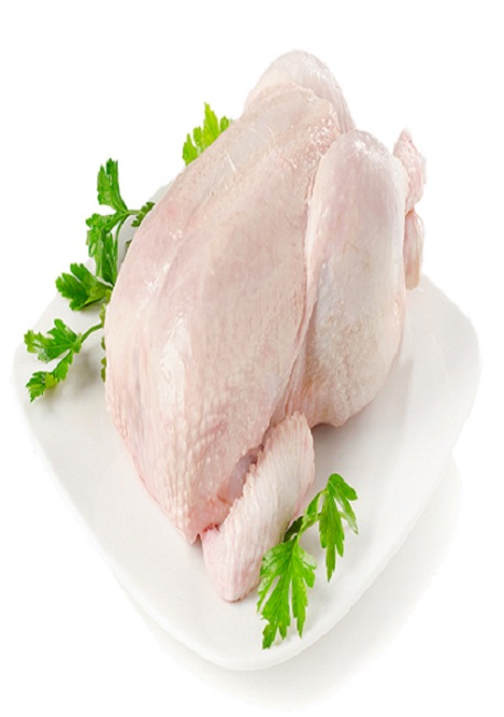 Whole raw chicken isolated  on a  white